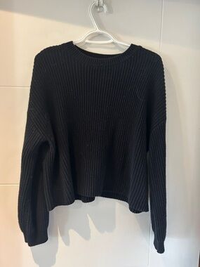 bp Black Ribbed Crewneck Sweater